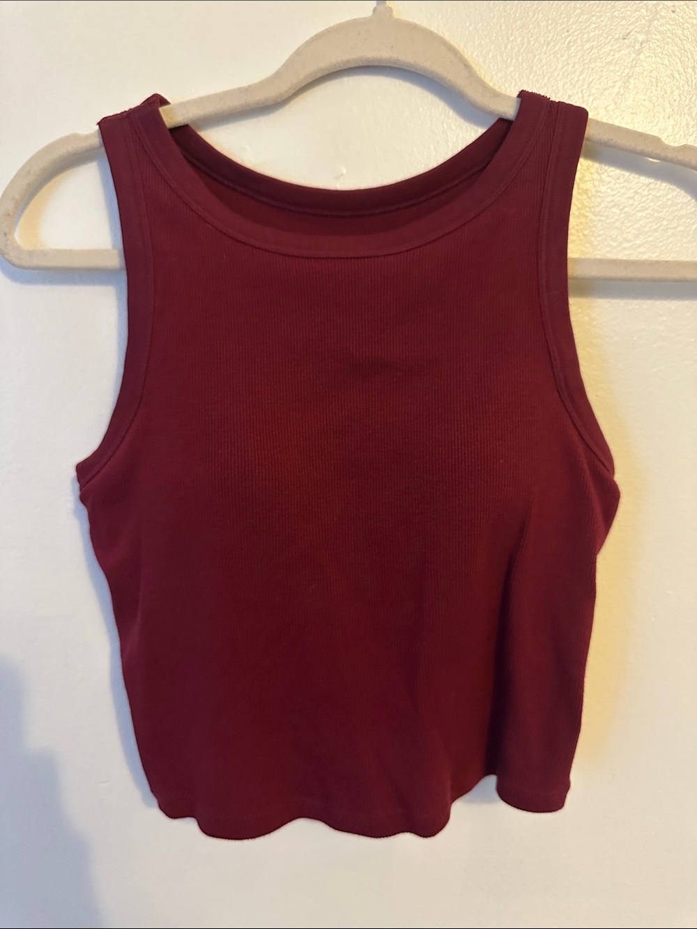 Uniqlo Ribbed Tank Top in Deep Wine Red